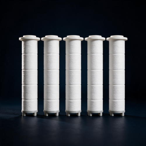 Five white PP replacement shower filter cartridges